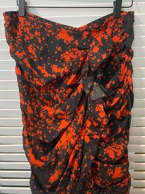 Isabel Marant Black & Red Abstract Ruched Skirt